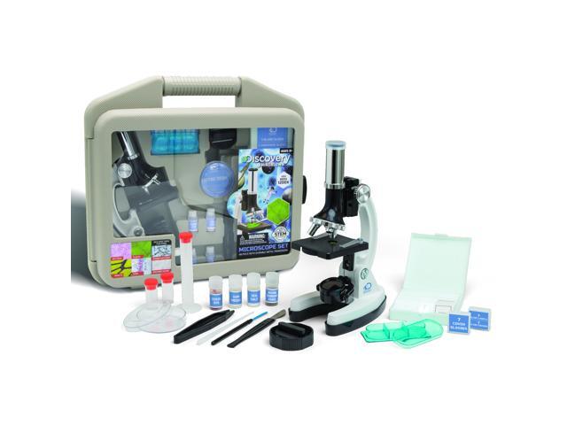 Discovery #MINDBLOWN Microscope Set 52-Piece with Durable Metal Framework 120X to 1200X Magnification Complete Set with Test Tubes Tools Slides