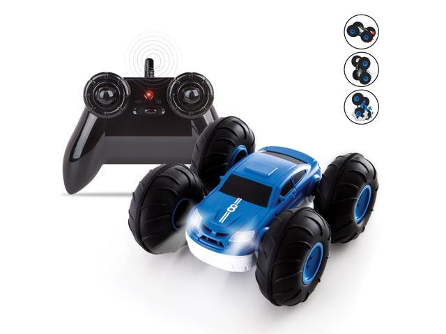 SHARPER IMAGE Remote Control RC Cars Flip Stunt Rally Car Toy for Kids 49 MHz 2-in-1 Reversible Design for Racing Cool Stunts Tricks Led