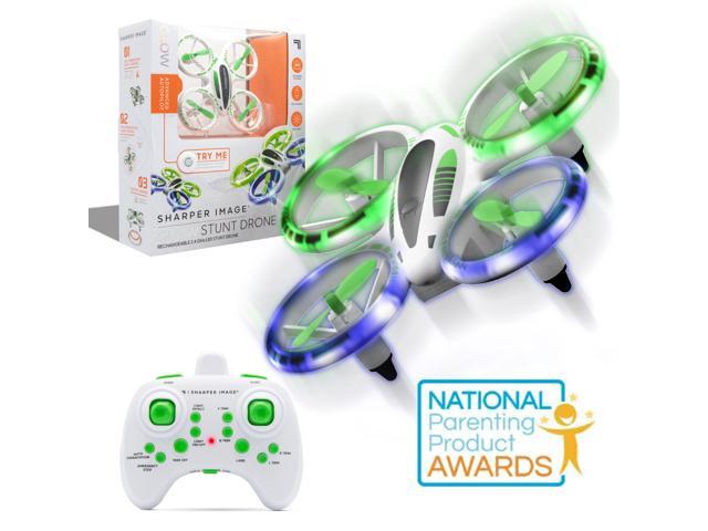 SHARPER IMAGE 24GHz RC Glow Up Stunt Drone with LED Lights Mini Remote Controlled Quadcopter with Assisted Landing Small Plane for Kids and
