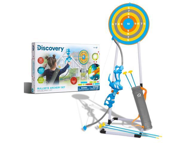 Discovery Kids Bullseye Outdoor Archery Set with LED Target Light-Up Toy Night/Day Activity Includes 4 Arrows Quiver with Strap 1 Bow for Ages 6+