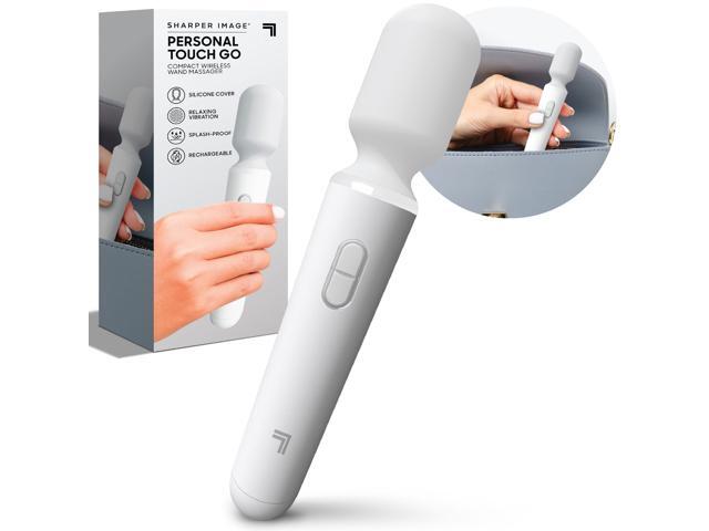 SHARPER IMAGE Personal Touch Go Compact Massager Wand Wireless Vibrating Massager for Neck & Shoulders Sports Recover Relaxing Vibration w/