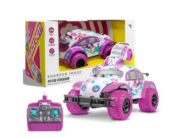SHARPER IMAGE Pixie Cruiser Pink and Purple RC Remote Control Car Toy for Girls with Off-Road Grip Tires Princess Style Big Buggy Crawler w/Flowers