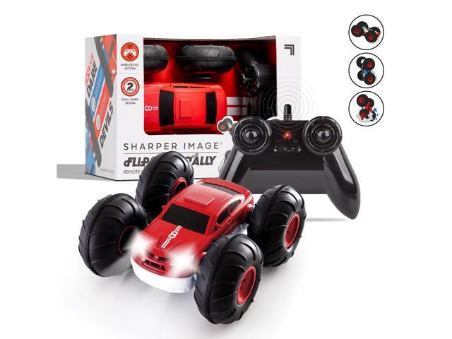 SHARPER IMAGE Remote Control RC Cars Flip Stunt Rally Car Toy for Kids 49 MHz 2-in-1 Reversible Design for Racing Cool Stunts Tricks Led