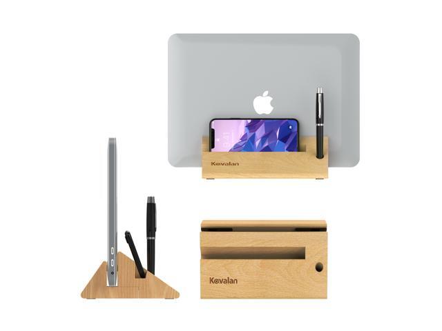 Kavalan Design Vertical Laptop Stand Dock Wood Made Premium Desktop Stand Holder Organizer with Cellphone & Pen Holder Eco-Friendly Space Saving