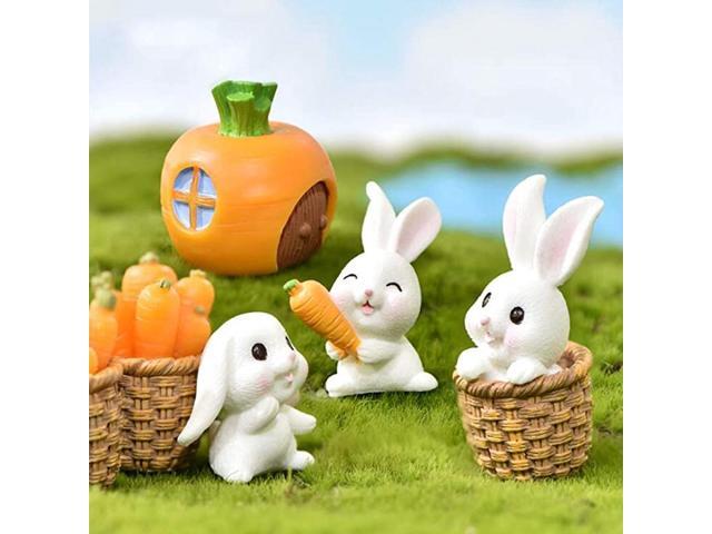 7 Pieces Miniature Fairy Garden Ornaments Kit Fairy Garden Animals Rabbit for Dollhouse Plant Pot Home Decoration Set of 7 Rabbit kit