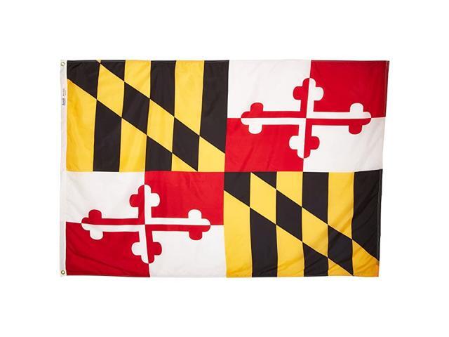 Model 142370 Maryland State Flag 4x6 ft Nylon SolarGuard NylGlo 100 Made in USA to Official State Design Specifications