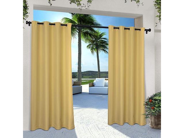 IndoorOutdoor Solid Cabana Grommet Top Curtain Panel Pair 54x108 Sundress Yellow 2 Piece