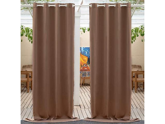 Outdoor Blackout Curtain 84 inches Length Waterproof and Light Blocking Drapes Thermal Insulated Grommet Top Outdoor Curtain for Porch 1 Panel 52