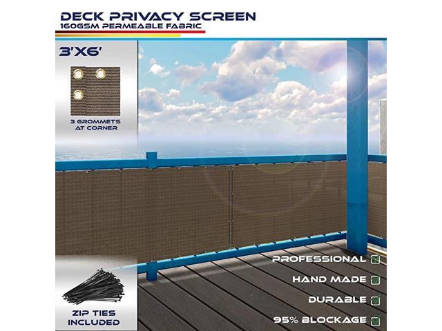 Deck Privacy Screen for BackyardPatioBalconyPoolPorchRailiingGardeningFence Shield Rails Protection Brown 3 x 6 Included Zipties Custom Size