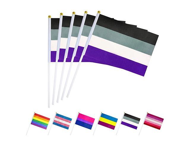 50 Pack Asexual Pride Flag Small Mini LGBT Rainbow Stick FlagsAsexual Rainbow Pride Party Decorations Supplies
