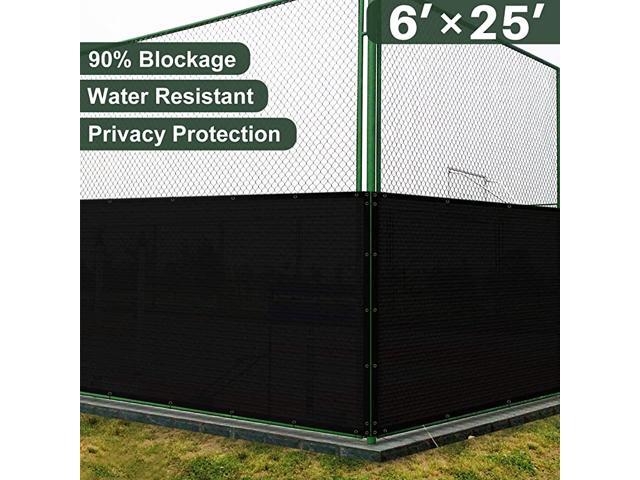 6 x 25 Privacy Fence Screen with Brass Grommets Heavy Duty 140 GSM Pefect for Outdoor Back Yard Patio and Deck Black