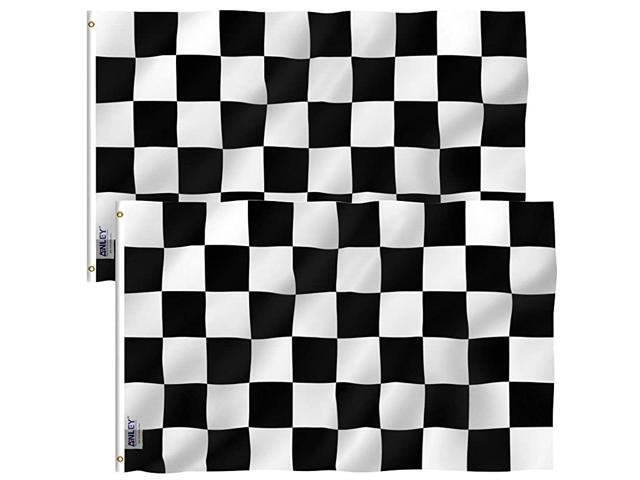 Pack of 2 Fly Breeze 3x5 Foot Checkered Flag Vivid Color and UV Fade Resistant Canvas Header and Double Stitched Black and White Racing Flags