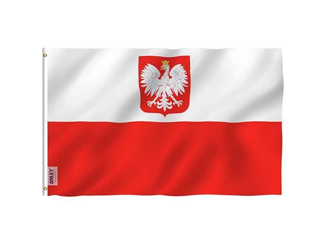 Fly Breeze 3x5 Foot Poland State Ensign Flag Vivid Color and UV Fade Resistant Canvas Header and Double Stitched Polish Eagle Flags Polyester with