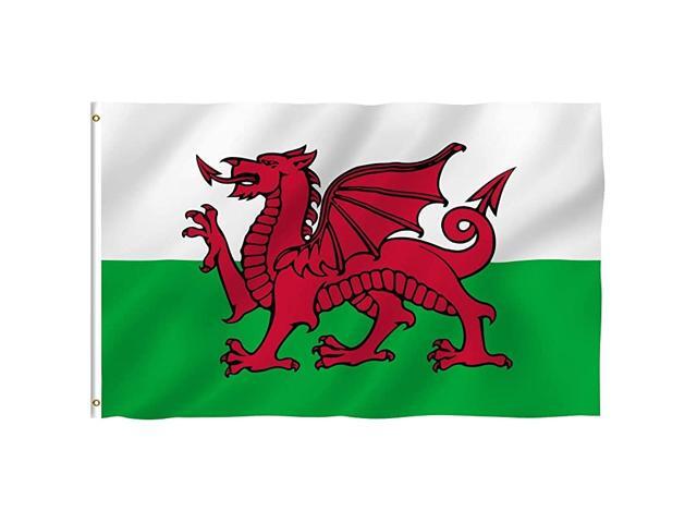 Fly Breeze 3x5 Foot Wales Flag Vivid Color and UV Fade Resistant Canvas Header and Double Stitched Welsh National Flags Polyester with Brass
