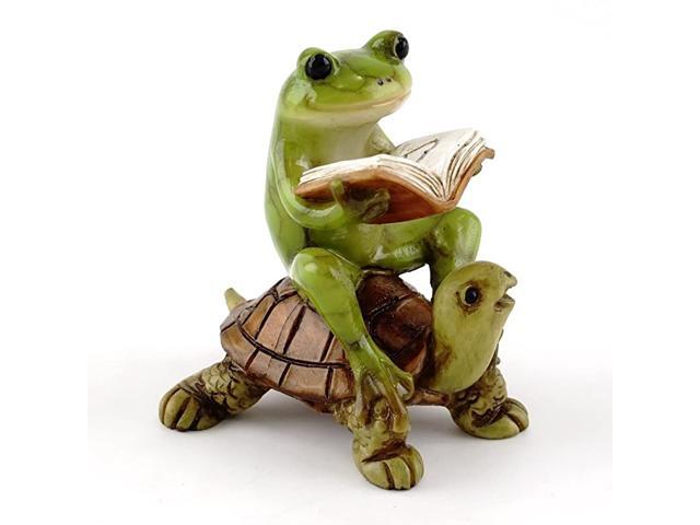 Miniature Fairy Garden amp Terrarium Frog Reading Book on Turtle Statue Small