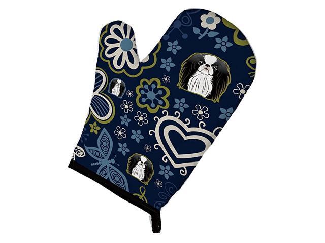 BB5081OVMT Blue Flowers Japanese Chin Oven Mitt Large multicolor