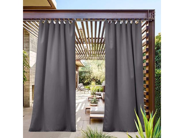 Outdoor Curtain Long Drape Sunblock with Tab Top Thermal Insulated Blackout Window Treatment Protect Privacy for ExteriorOutside Screen Single