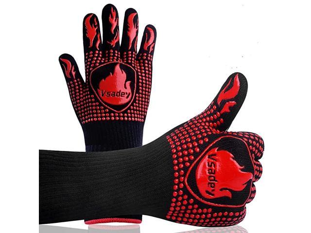 BBQ Gloves 1472? Extreme Heat Resistant Oven Gloves Food Grade Silicone Kitchen Grill Gloves Cooking Gloves for Women Men Barbecue Baking Cooking