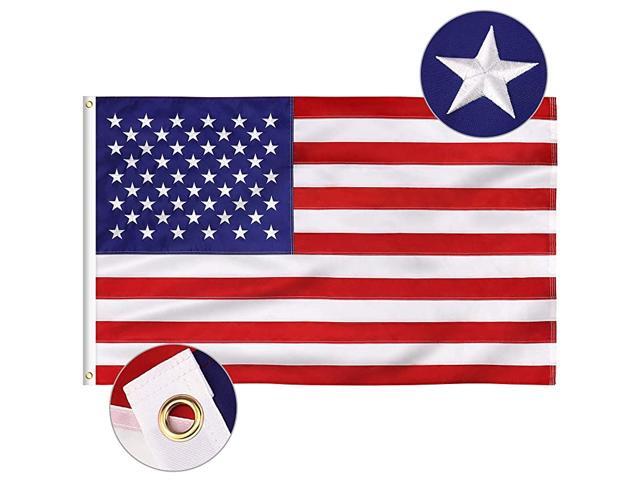 American Flag 3x5 Ft US Flag Long Lasting USA Flags with Embroidered Stars Sewn Stripes and Brass Grommets Vibrant Color UV Fade Resistant Heavy