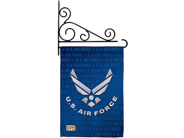 Air Force US Garden Flag Set Wall Holder Armed Forces USAF United State American Military Veteran Retire Official Small Decorative Gift Yard House
