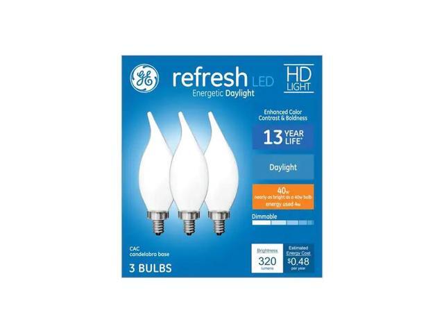 GE refresh LED 40 watt equivalent CA11 Daylight Dimmable Candle Light Bulb (3 pack)