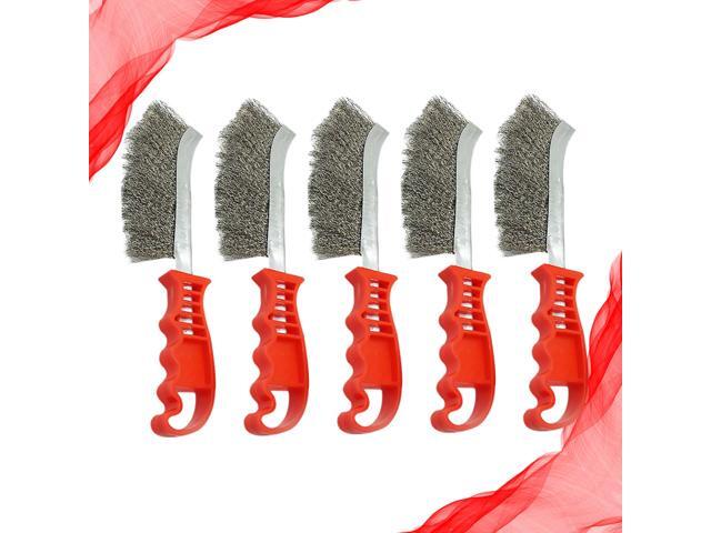 5pcs Professional Steel Wire Brush Plastic Handle Brushes Portable Derust Wire Brushes for Kitchen Home (Copper Plating)