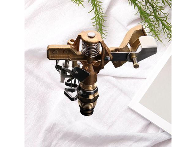 Metal 360 Degree Automatic Rotating Sprinkler Head Lawn Garden Irrigation Tools Adjustable Range Sprinkler (Golden)