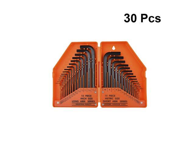 30 Pcs Handle Screwdriver Multi-size Carbon Steel L Shaped Hexagon Key Wrench L Type Key Spanner Repair Hand Tool with Plastic Storage Box (Grey Box)