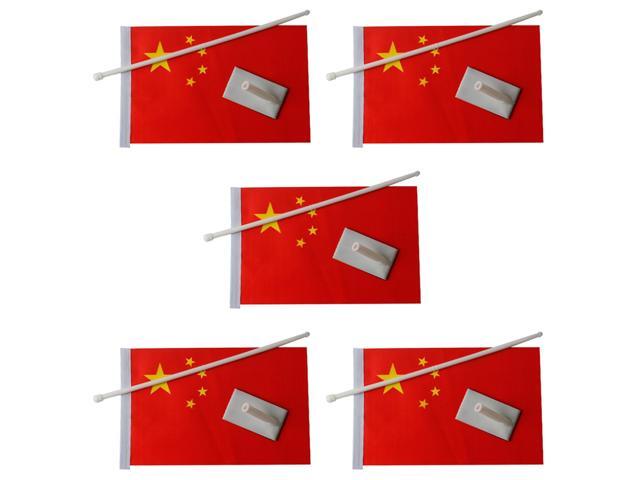 5Pcs Car Chinese National Flag Adhesive Flag Waterproof Small National Flag Red