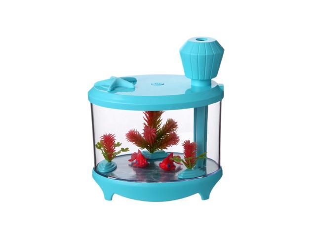460ML USB Fish Tank Light Air Humidifier Small Air Diffuser Purifier Mist Maker for Home Office (Sky-blue)