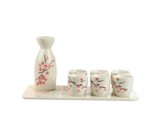 1 Set of Japanese Style Sake Set Sake Cup Sake Bottle Cup Ceramic Sake Warm Pot Pink