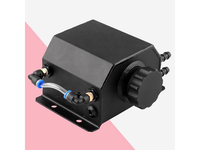 Universal 1L Aluminum Car Oil Catch Can Automobiles Vehicle Oil Tank Reservoir Breather Tank with Drain Plug (Silver)