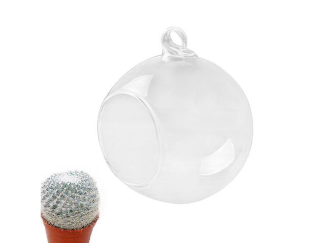 3PCS Clear Hanging Glass Vase Flat Base Design Ball Shape Flower Plants Terrarium Vase Container Landscape DIY Wedding Home Decoration - 10cm