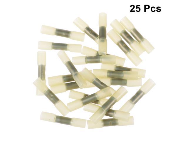 25pcs Waterproof Heat Shrink Insulated Butt Wire Crimp Connectors Crimp Terminals 15-25mm (Yellow)