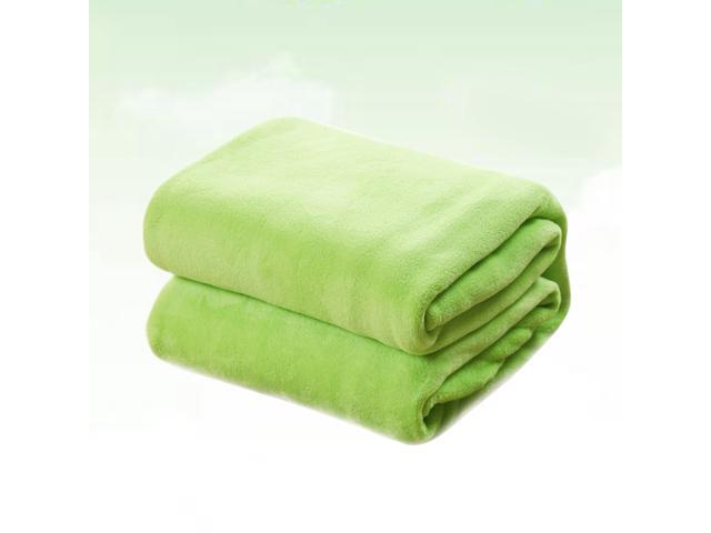 Pure Color Flannel Fleece Blanket Couch Solid Color Bed Blanket Sheet(Green)