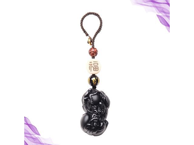 1pc Car Key Pendant Chinese Style Stone Pi Xiu Feng Shui Hanging Ornament Key Chain Bag Pendant