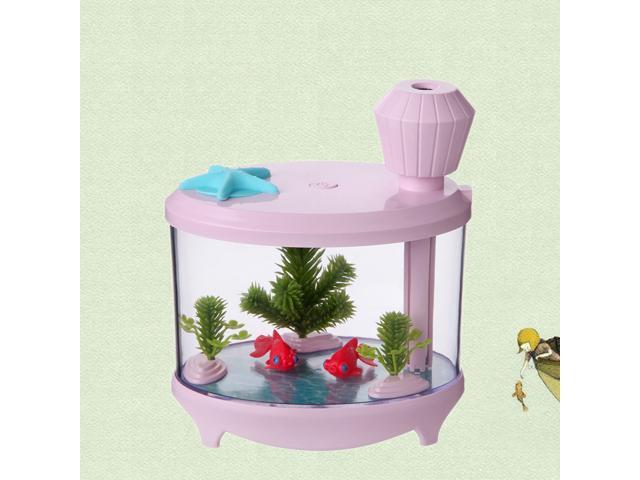 460ML USB Fish Tank Light Air Humidifier Small Air Diffuser Purifier Mist Maker for Home Office (Sky-blue)