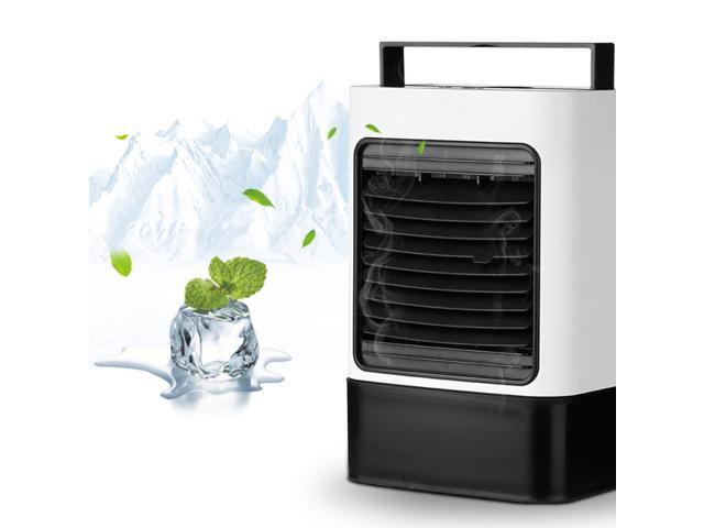 Mini Cooling Fan USB Charging Desk Cooling Fan Portable Mobile Air Conditioning Fan With Luminous Light for Home Office (White With Battery)