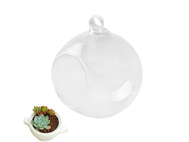 3PCS Clear Hanging Glass Vase Flat Base Design Ball Shape Flower Plants Terrarium Vase Container Landscape DIY Wedding Home Decoration - 10cm