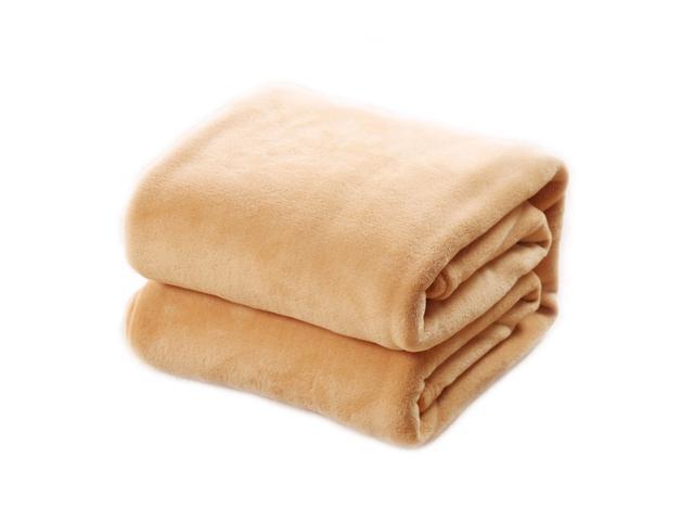Pure Color Flannel Fleece Blanket Couch Solid Color Bed Blanket Sheet(Green)