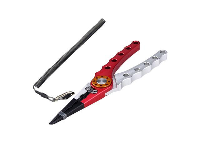 Aluminum Alloy Wire Cutter Pliers Fishing Lures Clamp Fishing Pliers Scissors Line Cutter Hook Remover with Anti-lose Fishing Lanyard (Silver Blue)