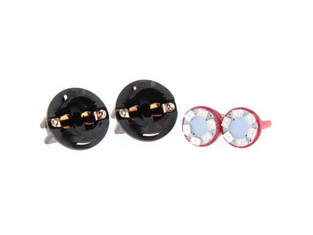 10 PCS 12V T10 SMD 1210 6 LEDs Twist Socket Instrument Panel Light LED Gauge Cluster Bulbs Dashboard Lamp with Holder (Blue)