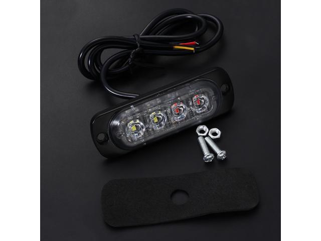 1 Set of 12W 12-24V 4 LEDs Strobe Light 19 Modes Ultra-thin Emergency Flash Warning Caution Light for Trucks Motorcycles (Red Light and Yellow Light)