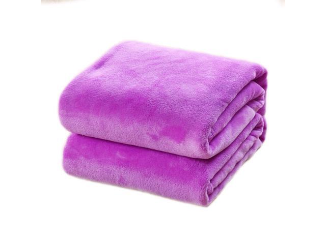 Pure Color Flannel Fleece Blanket Couch Solid Color Bed Blanket Sheet(Green)