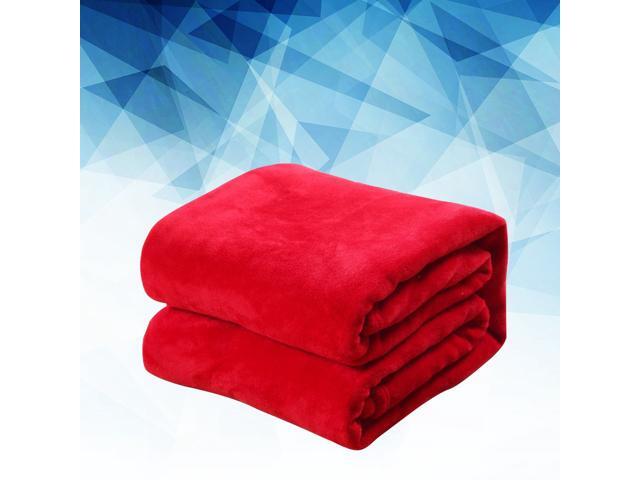 Pure Color Flannel Fleece Blanket Couch Solid Color Bed Blanket Sheet(Green)