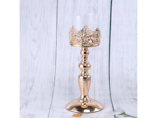 Candlestick Iron Glass Candle Stick Electroplate Iron Candlestick Adornment Wedding Decoration Size S