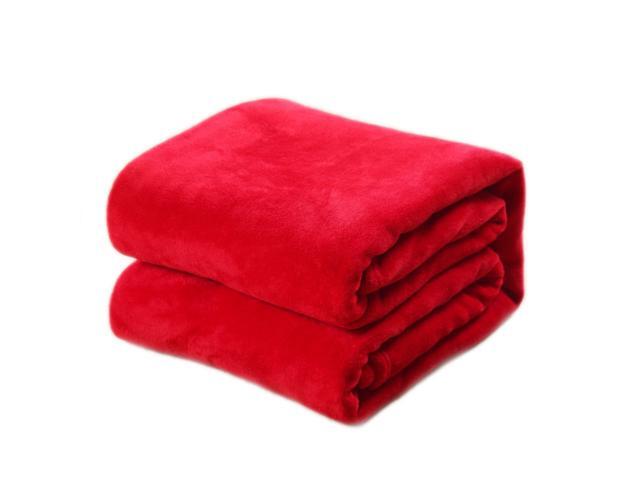 Pure Color Flannel Fleece Blanket Couch Solid Color Bed Blanket Sheet(Green)