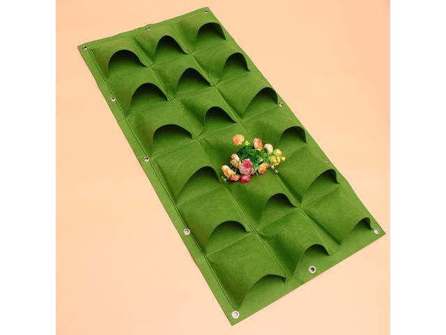 Felt Planting Bag Wall Hanging Vertical 12-Pocket Planter Felt Growing Bag for Garden Outdoor (Green 50cmx50cm Flat Bottom 9 Pouch)