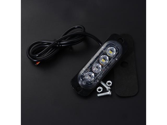 1 Set of 12W 12-24V 4 LEDs Strobe Light 19 Modes Ultra-thin Emergency Flash Warning Caution Light for Trucks Motorcycles (Red Light and Yellow Light)