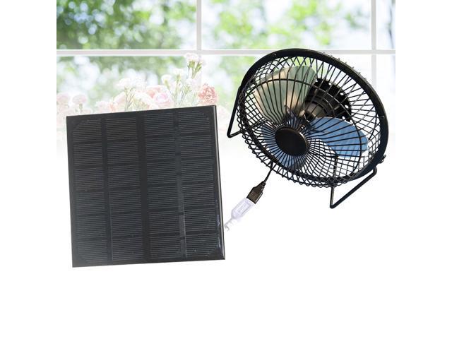 Solar Powered USB Fan Quiet Free Angle Rotation Desk Fan Outdoor Home Chicken House Cooling Ventilation System (3W 4 inch)